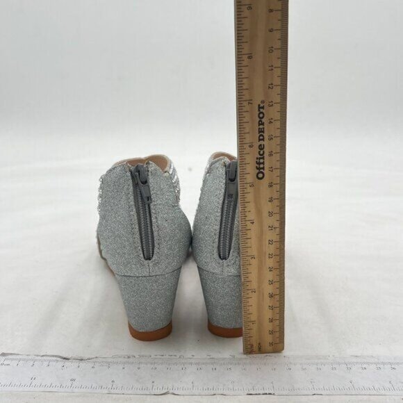 YDN Silver Wedge Glitter Sandals Open Toe Rhinestones Cross Over Straps Shoe - Picture 5 of 8